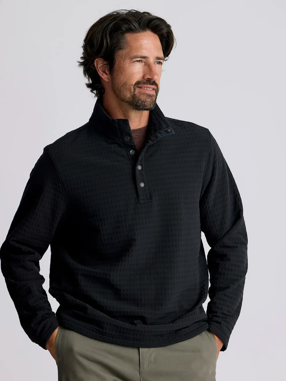 Gridback Fleece Snap Pullover for Men (SALE)