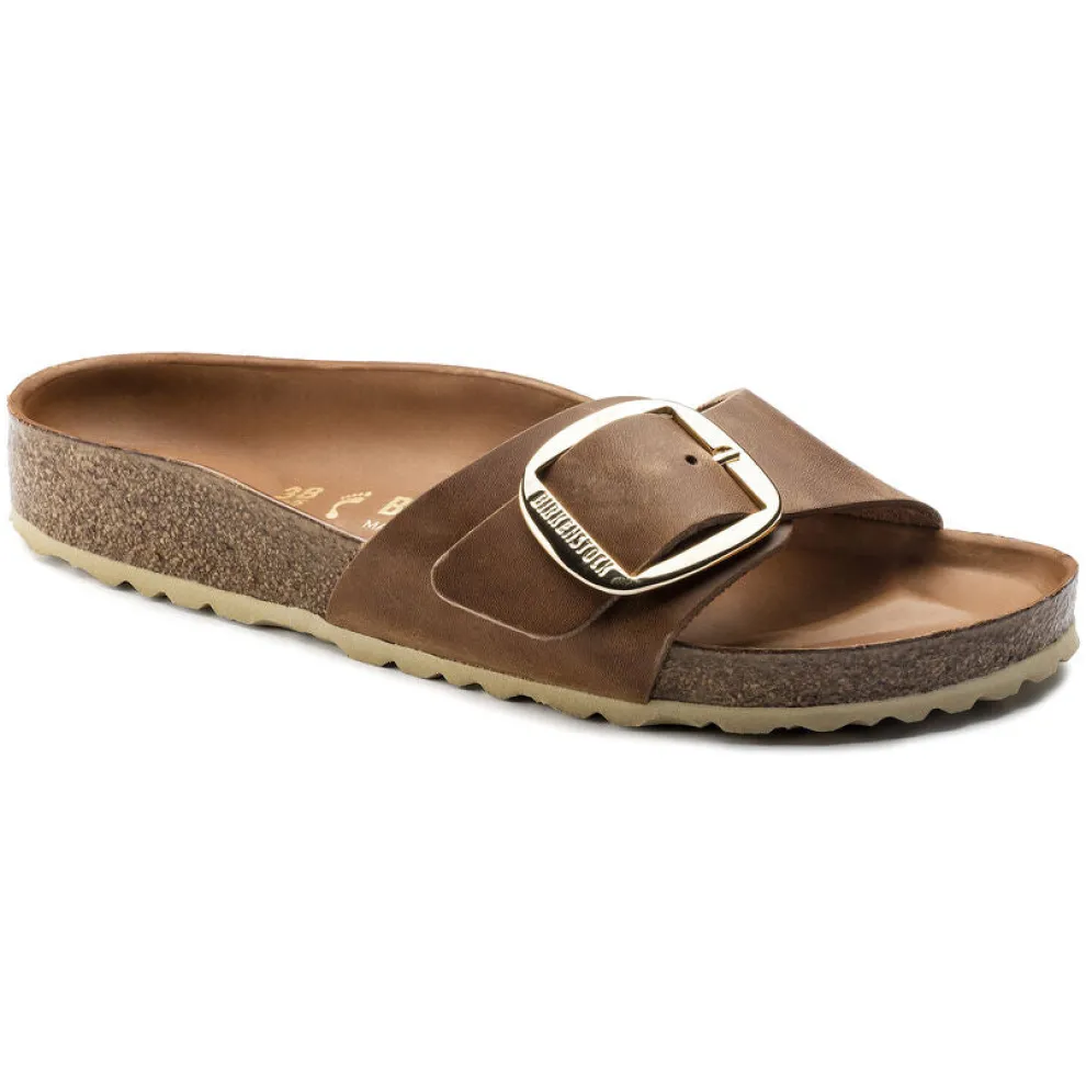 Madrid Oiled Leather Big Buckle Sandals for Women (Medium/Narrow)